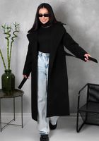 Чорне класичне пальто з поясом... Объявления Bazarok.ua