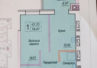 Квартира 1-кімн. продаж Житомир, Центр &ndash; 44 м&sup2;... Оголошення Bazarok.ua