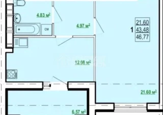 Квартира 1-кімн. продаж Харьков, Холодногорский &ndash; 46 м&sup2;... Оголошення Bazarok.ua